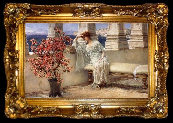 framed  Sir Lawrence Alma-Tadema,OM.RA,RWS Her Eyes are with Her Thoughts and They are Far away, ta009-2